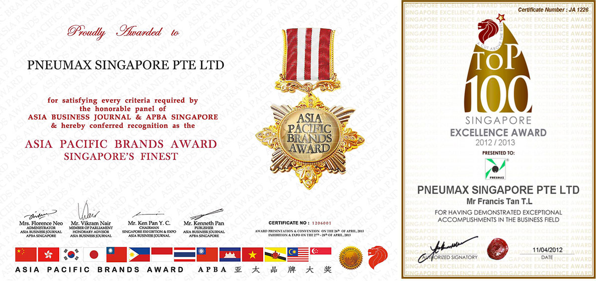 Pneumax Singapore Certificates